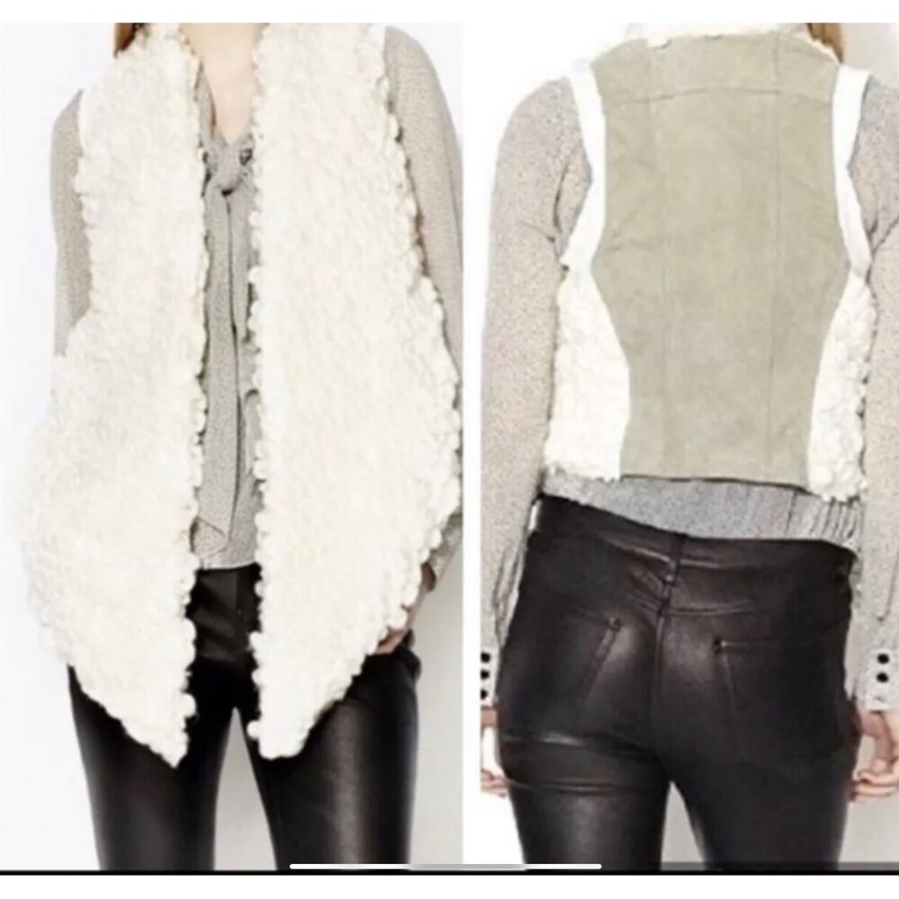 Miha Vest Textured Wool Boho Festival Suede Asymmetrical Vest Women’s Size Small